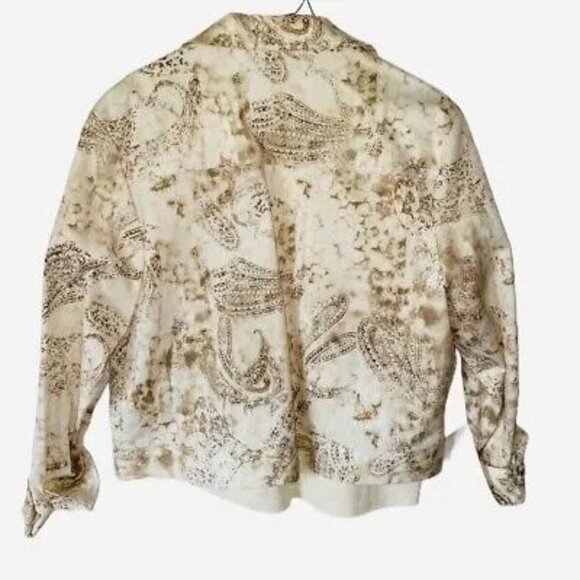 600 West Womens Jacket T-Shirt Ivory Paisley Buttons Stretch Embellished XL - Picture 5 of 8